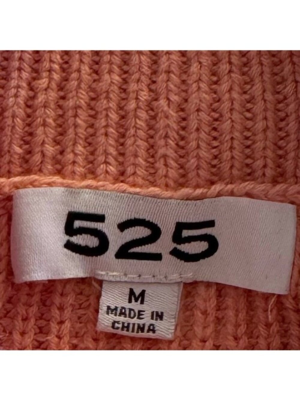 525 America Mock Neck Ruffle Pink Sand Cotton Sweater size Medium - Picture 6 of 11